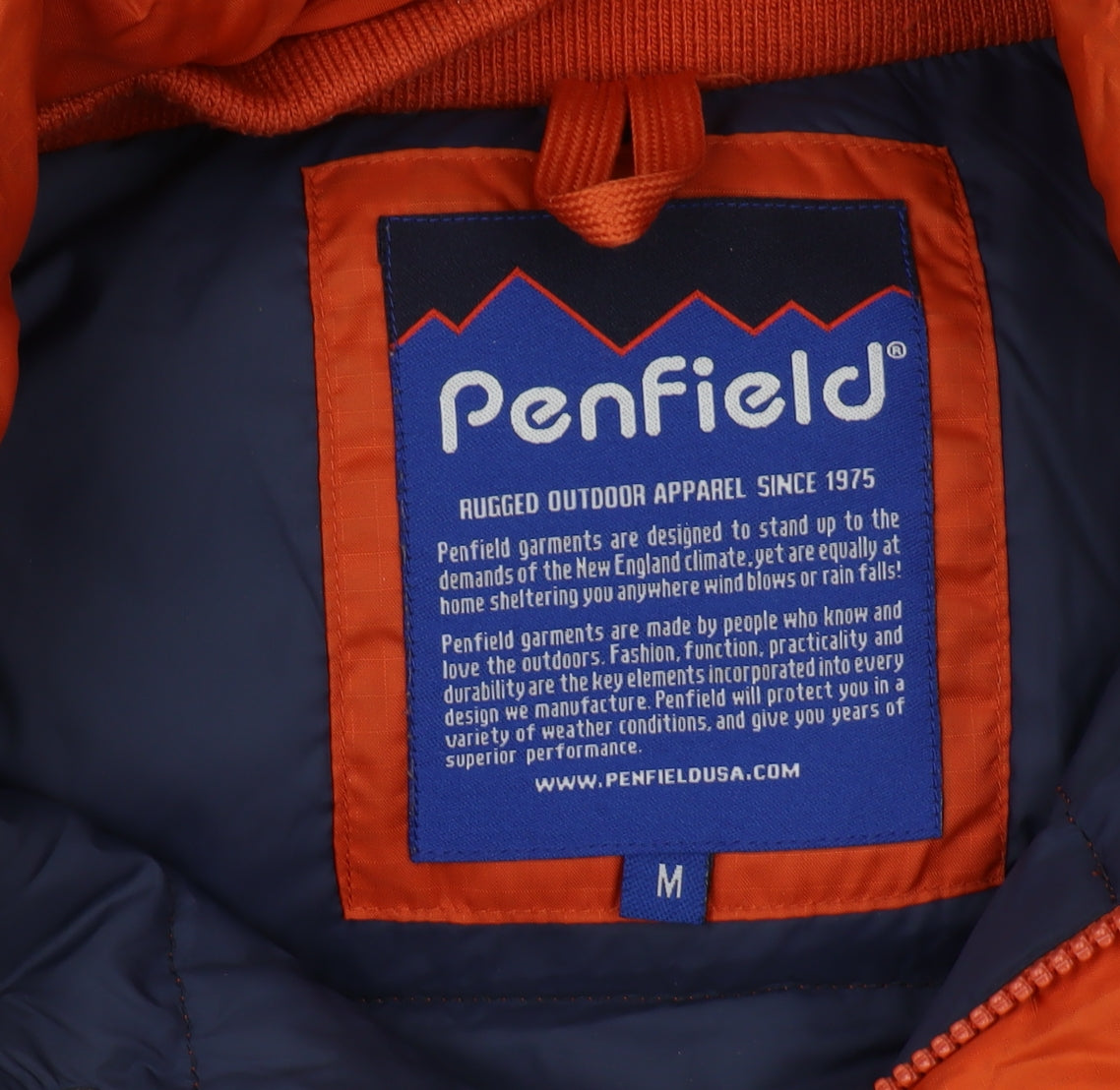 Penfield Men's Orange Puffer Jacket, M, Hooded