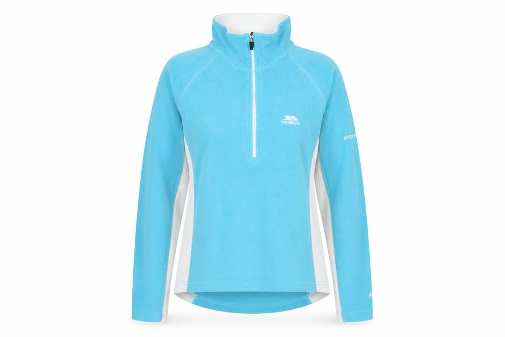 Front view of Trespass Women's Blue Henley Sweatshirt M Polyester