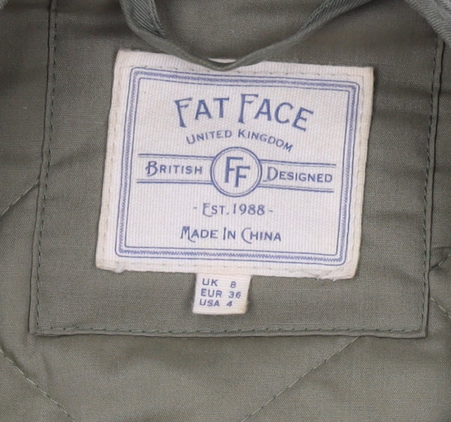 Fat Face Women's Green Quilted Jacket, Size 8, Casual Style