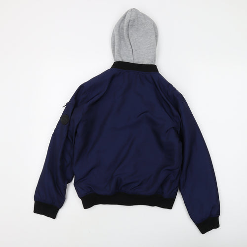 Lee Cooper Boys Blue Grey Hooded Bomber Jacket Size 11-12