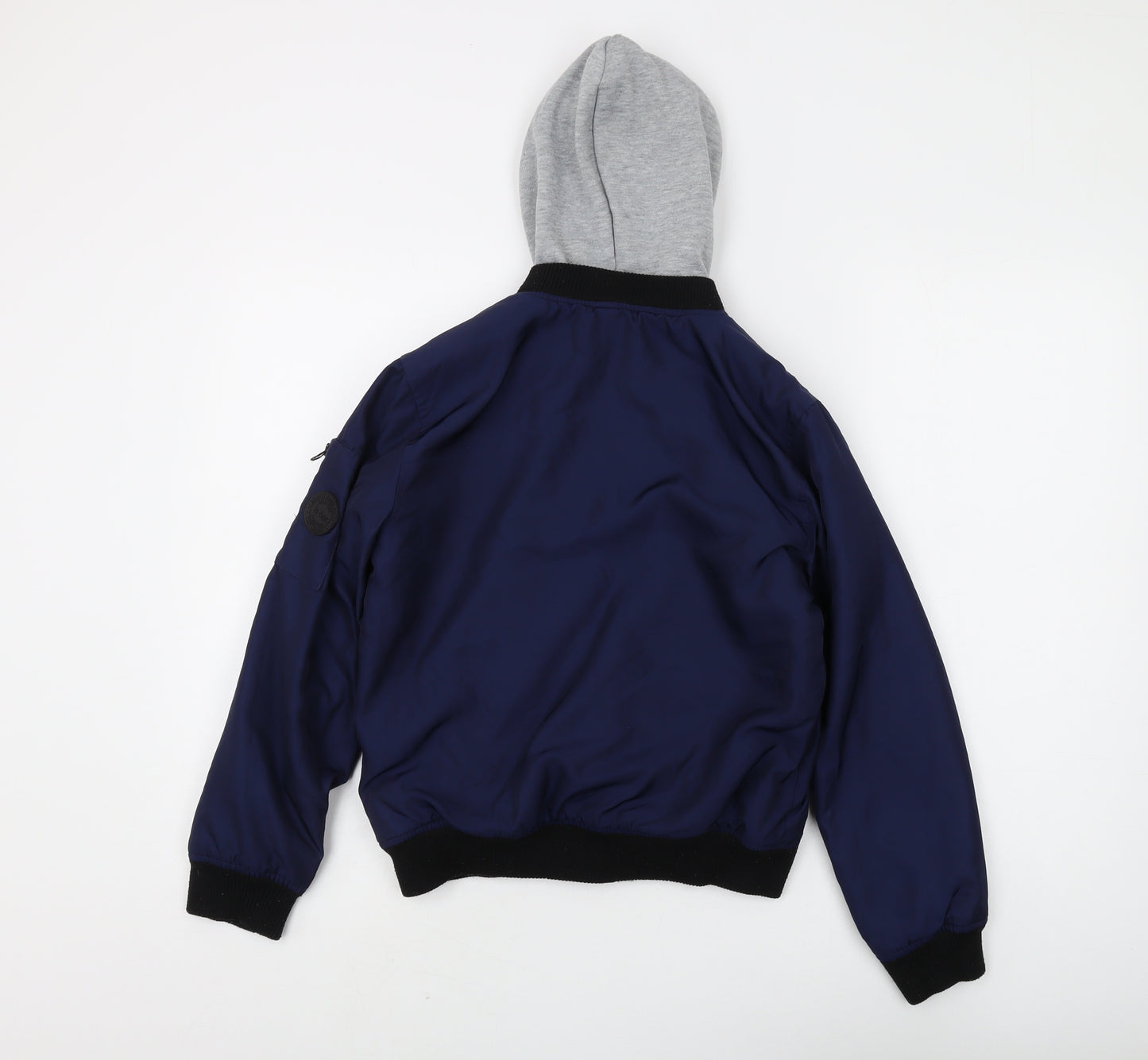 Lee Cooper Boys Blue Grey Hooded Bomber Jacket Size 11-12