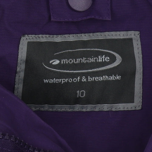 Mountainlife Women's Purple Waterproof Rain Coat Jacket Size 10