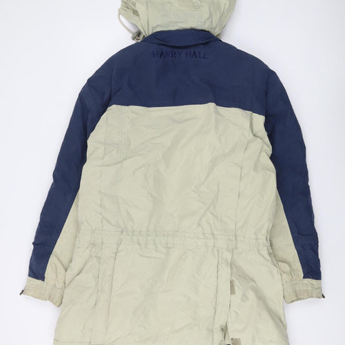 Harry Hall Men's Beige Blue Parka Jacket, Large, Hooded