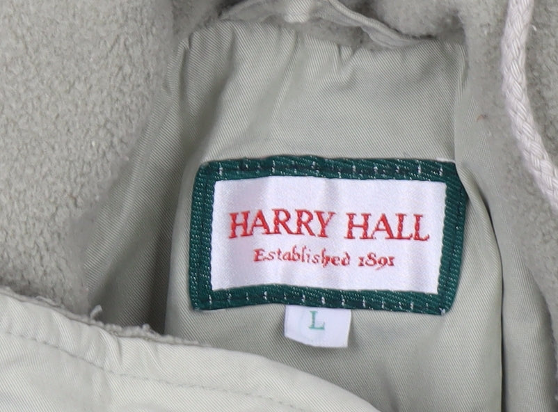 Harry Hall Men's Beige Blue Parka Jacket, Large, Hooded