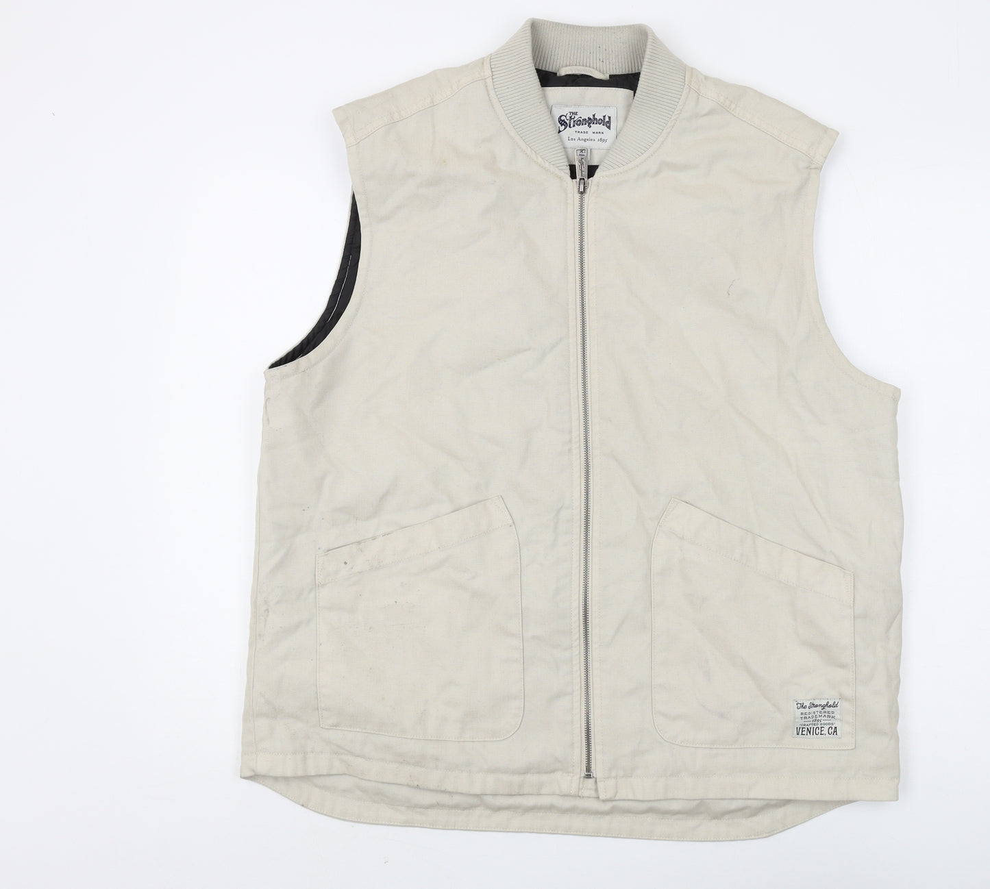 The Stronghold Men's Beige Waistcoat XL Full Zip Casual
