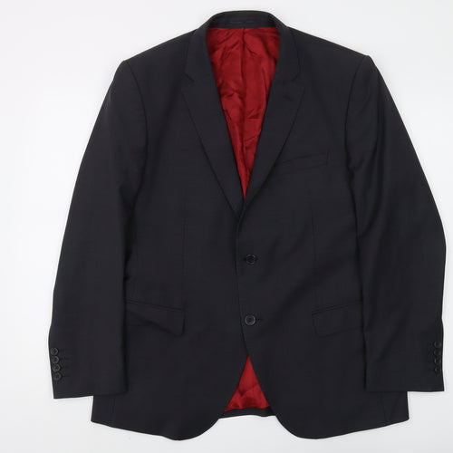 Santinelli Men's Black Blazer 42R Two-Button Formal