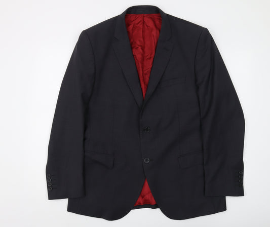 Santinelli Men's Black Blazer 42R Two-Button Formal