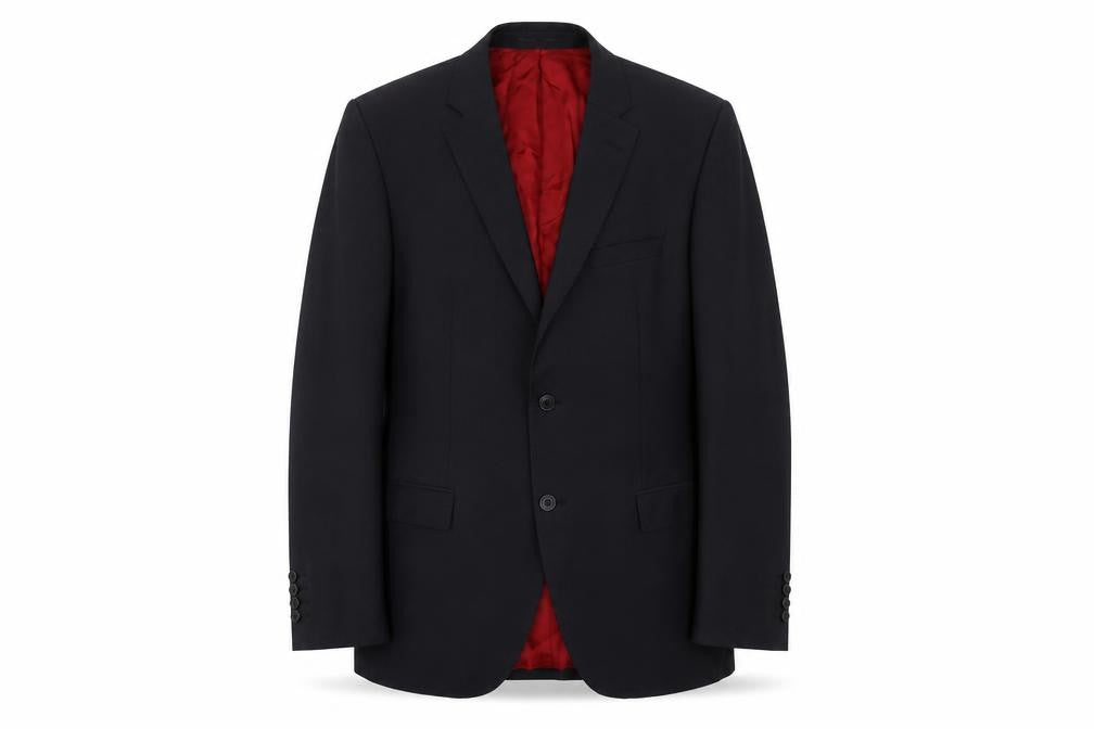 Front view of Santinelli Men's Black Blazer 42R Two-Button Formal