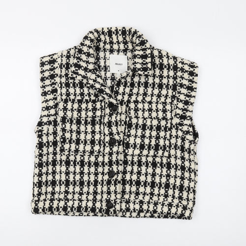 Object Women's Check Waistcoat, Size 8, Black/White