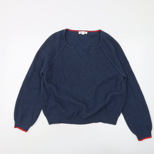 White Stuff Women's Blue V-Neck Pullover Jumper Size 16