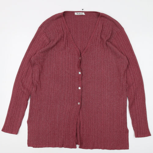 Bertekex Women's Red V-Neck Cardigan Size 14