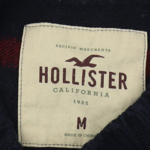 Hollister Men's Black Striped Pullover Jumper M