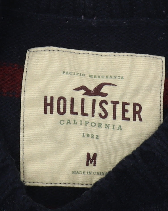Hollister Men's Black Striped Pullover Jumper M
