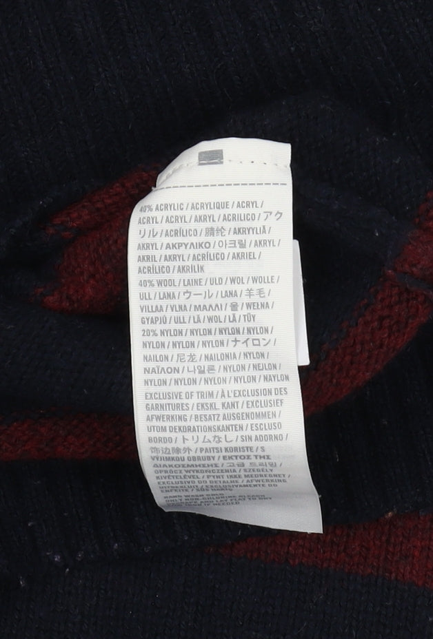 Hollister Men's Black Striped Pullover Jumper M