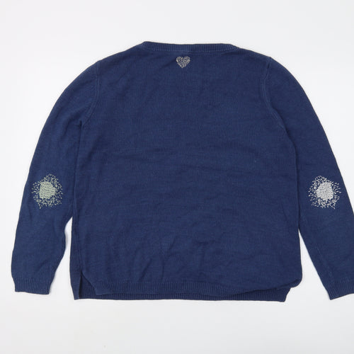 White Stuff Women's Blue Geometric Pullover Jumper Size 14