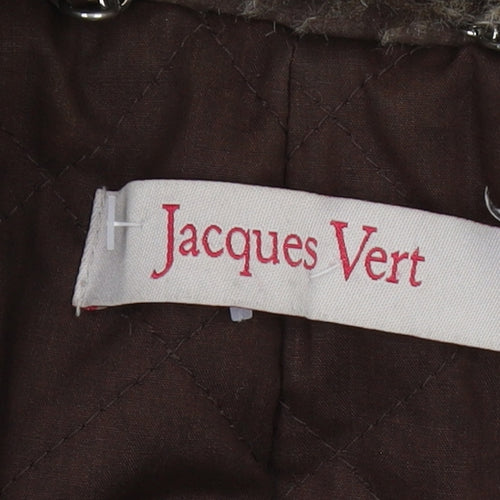 Jacques Vert Women's Brown Pea Coat, Size 14, Fur Trim