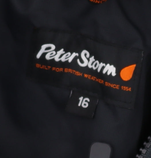 Peter Storm Women's Black Waterproof Rain Jacket Size 16