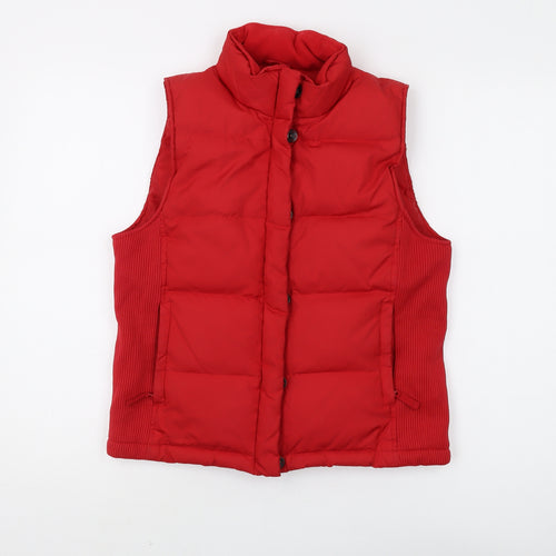 GAP Women's Red XS Puffer Waistcoat with Button Closure