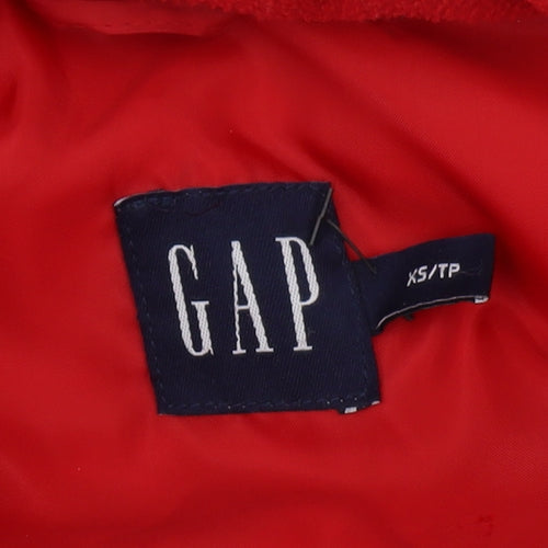 GAP Women's Red XS Puffer Waistcoat with Button Closure