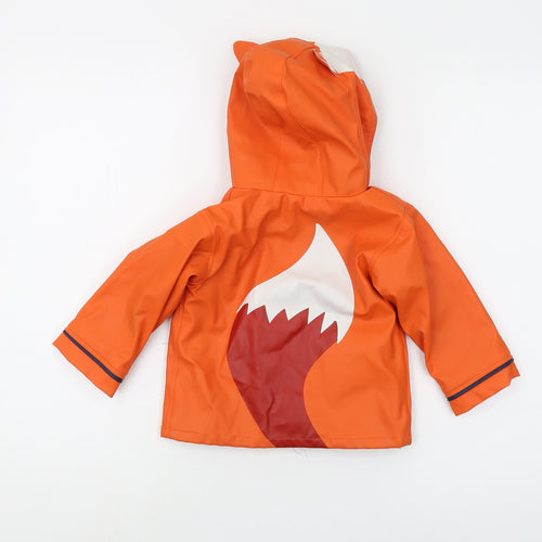 JoJo Maman Bébé Orange Waterproof Fox Rain Coat 12-18 Months