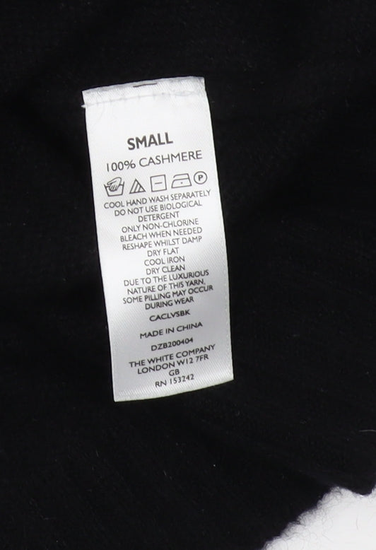 The White Company Women's Black Cashmere Pullover Jumper