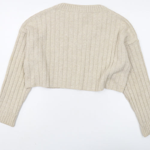 Urban Outfitters Beige Women's M Striped Chunky Jumper