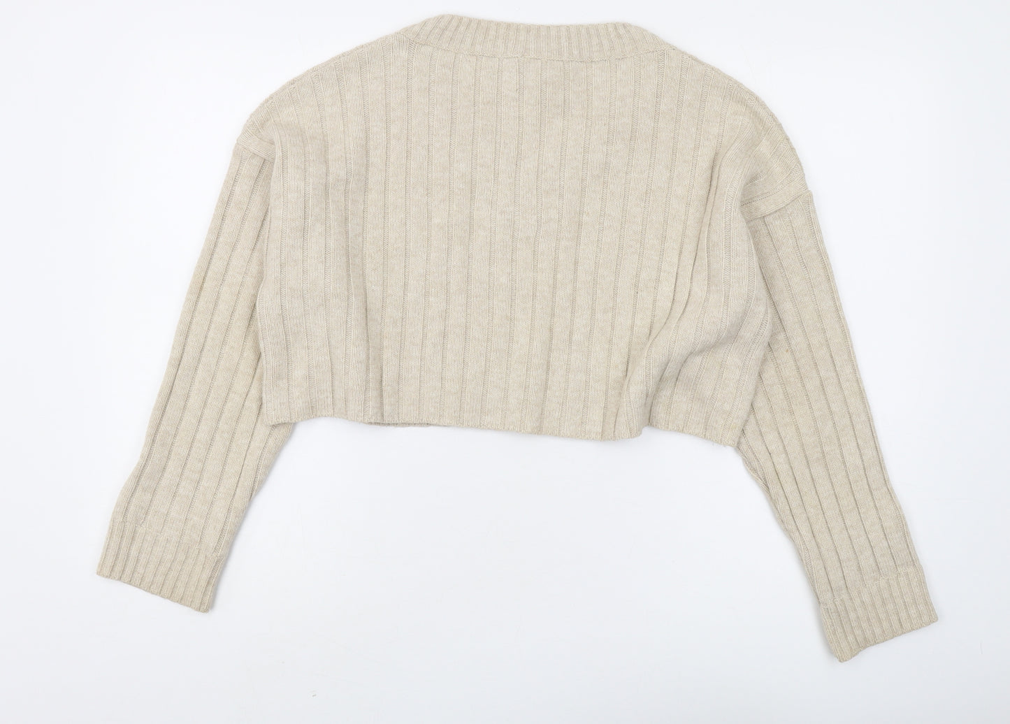 Urban Outfitters Beige Women's M Striped Chunky Jumper