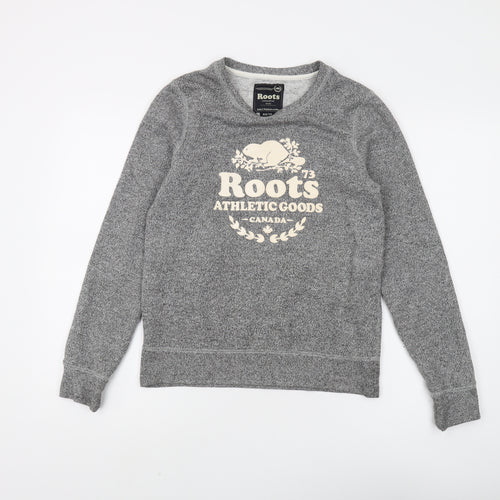Roots Grey Unisex XS Pullover Sweatshirt with Logo