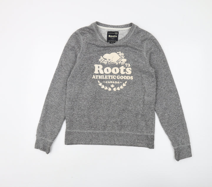 Roots Grey Unisex XS Pullover Sweatshirt with Logo