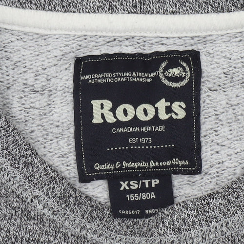 Roots Grey Unisex XS Pullover Sweatshirt with Logo