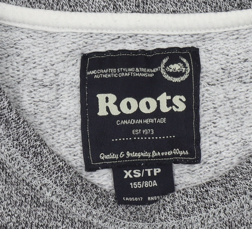 Roots Grey Unisex XS Pullover Sweatshirt with Logo