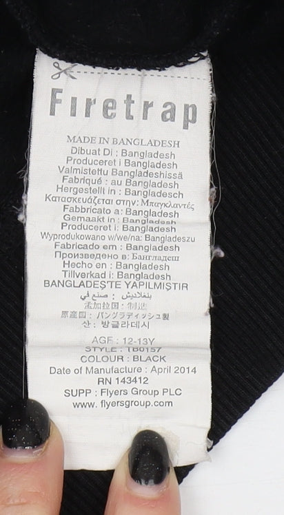 Firetrap Boys Black Graphic Pullover Sweatshirt Size 13