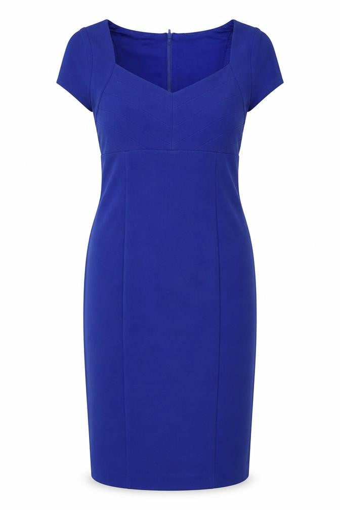 Front view of Wallis Women's Blue Petite Sheath Dress, size 10