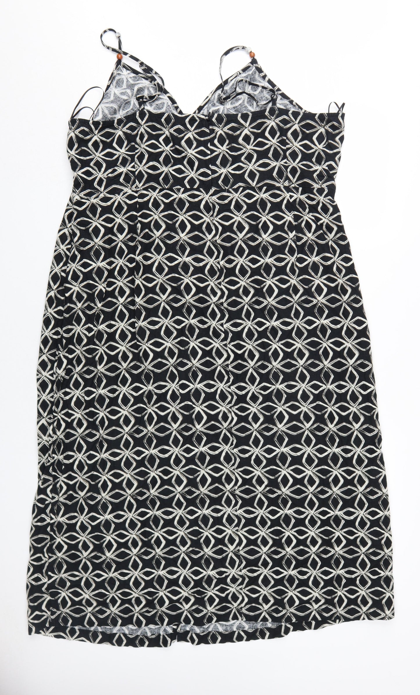 Marks and Spencer Black Geometric Slip Dress, Size 22
