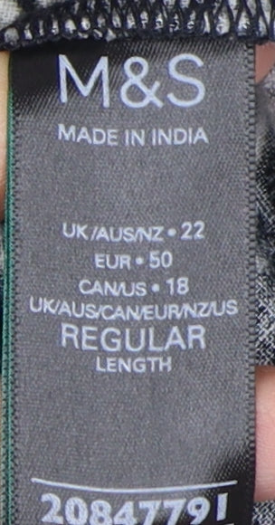 Marks and Spencer Black Geometric Slip Dress, Size 22