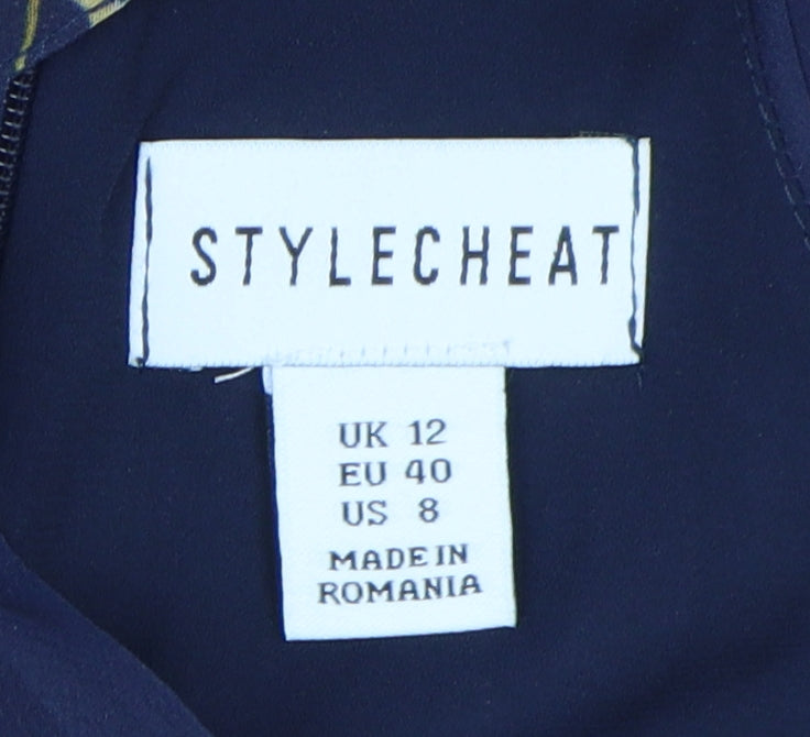 Stylecheat Women's Blue Floral Midi A-Line Dress