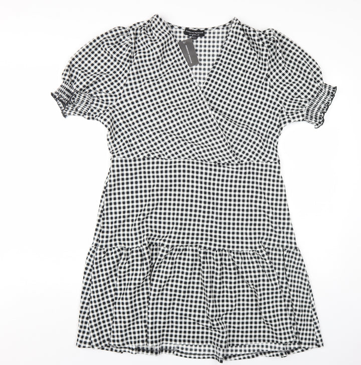 Dorothy Perkins Women’s Black Check Wrap Dress 18