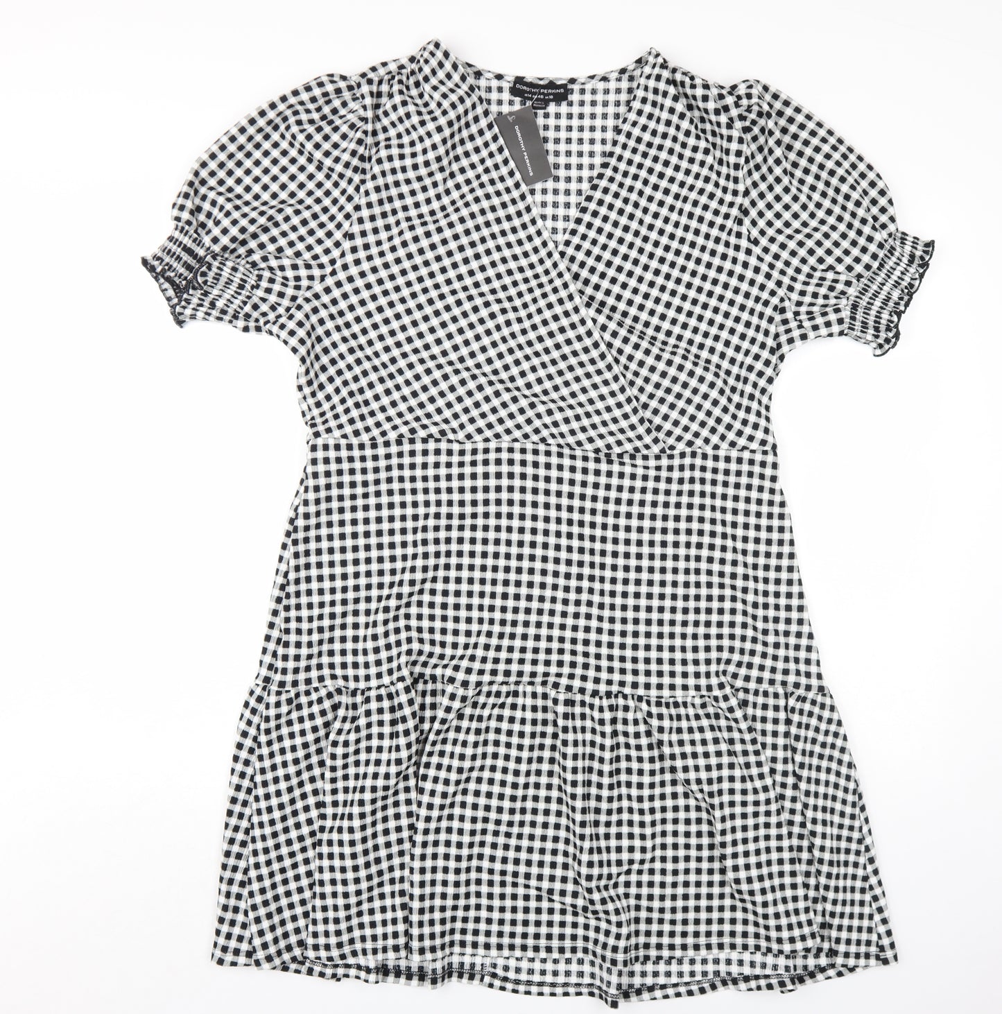Dorothy Perkins Women’s Black Check Wrap Dress 18