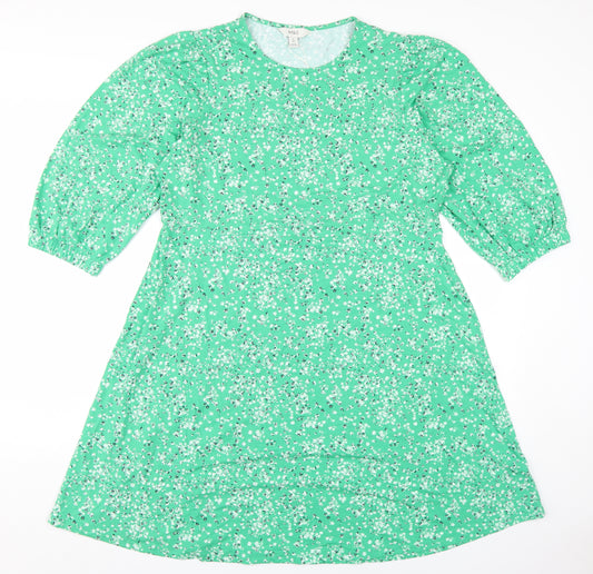 Marks and Spencer Women Green A-Line Floral Dress