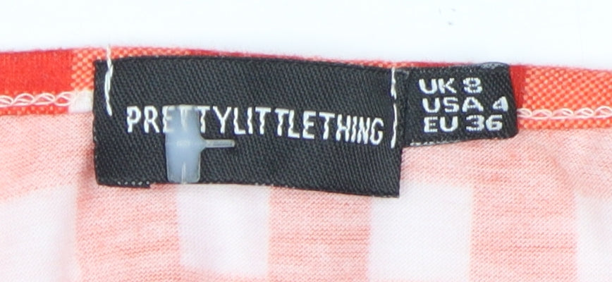 PrettyLittleThing Women's Red Gingham Playsuit Size 8