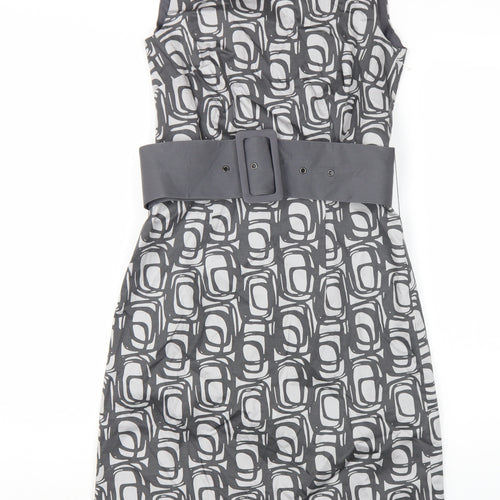 H&M Women's Grey Geometric Shift Dress, Size 6