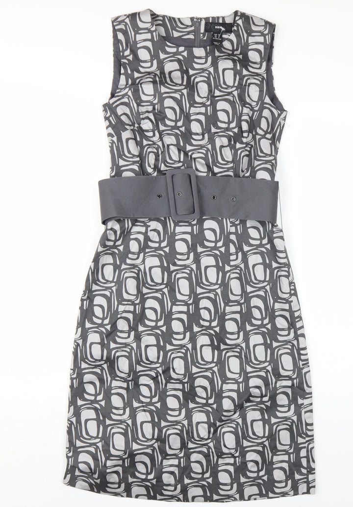H&M Women's Grey Geometric Shift Dress, Size 6