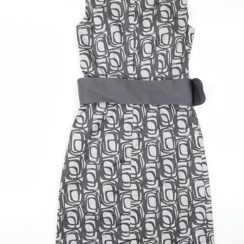 H&M Women's Grey Geometric Shift Dress, Size 6