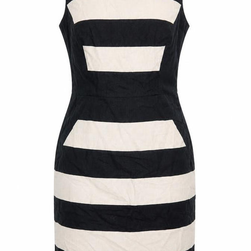 Debenhams Women's Black Beige Striped Sheath Dress