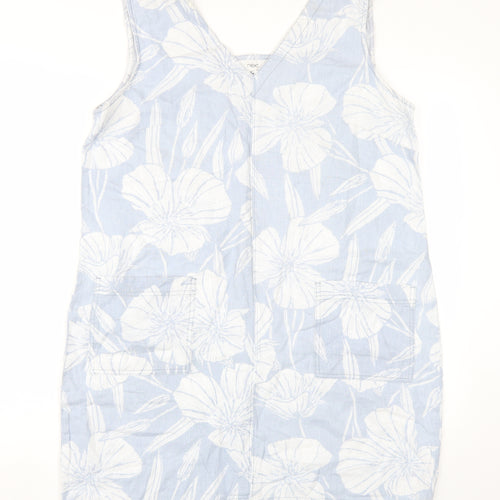 Next Women's Blue Floral Linen Shift Dress Size 16
