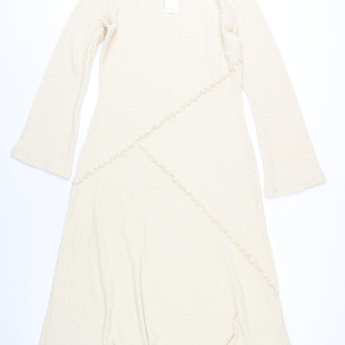Marks and Spencer Women Beige A-Line Long Dress Size 14