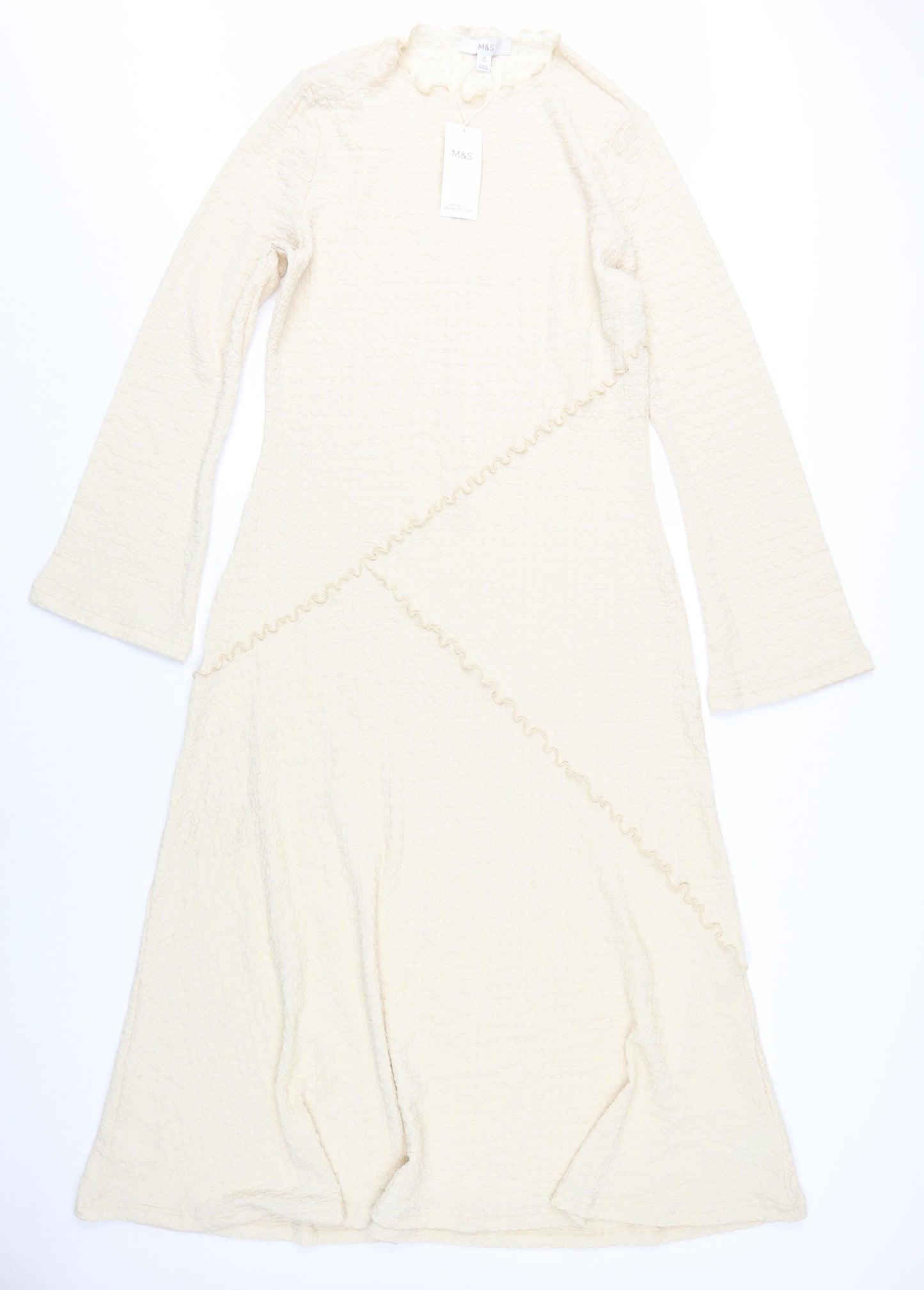 Marks and Spencer Women Beige A-Line Long Dress Size 14