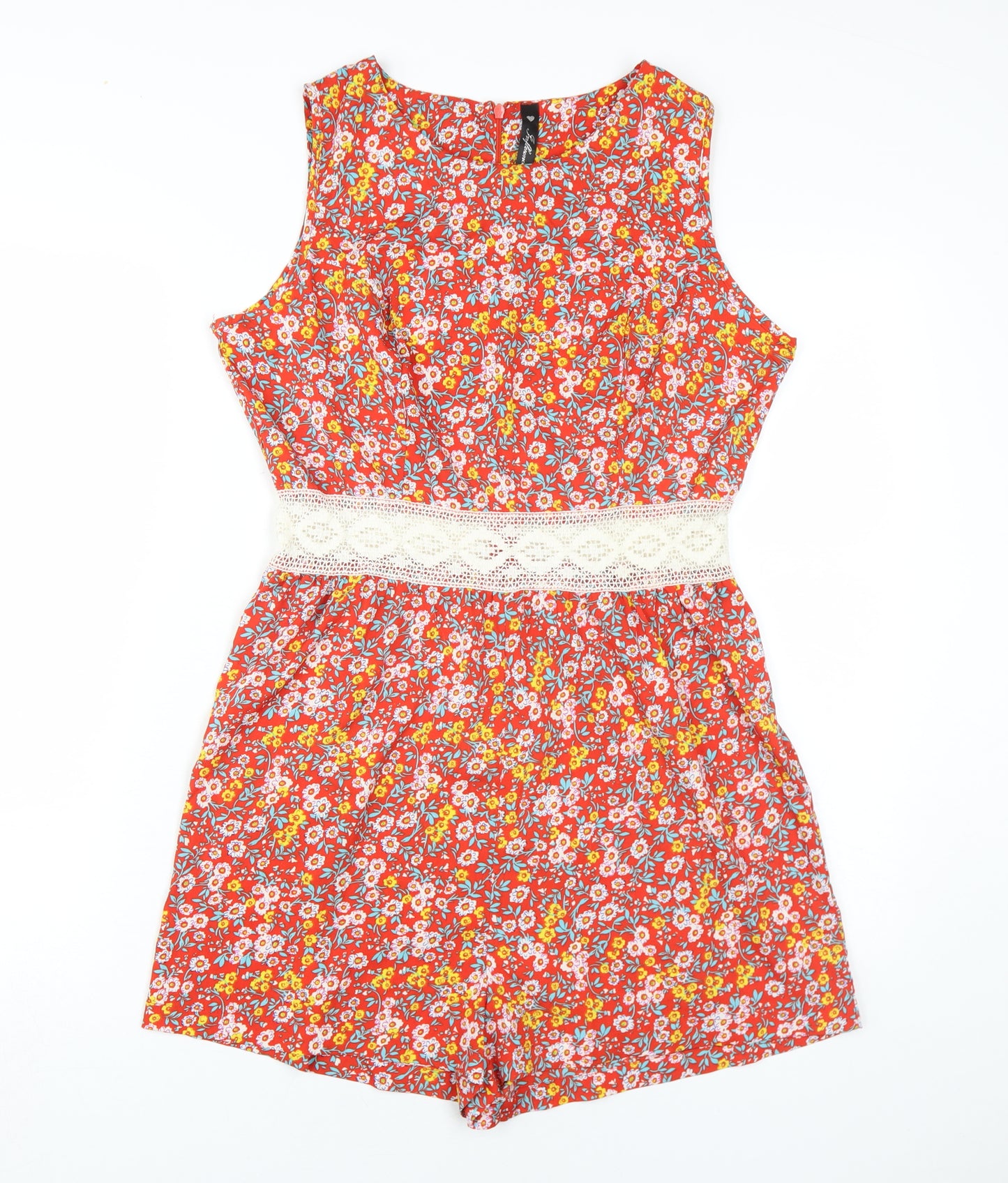 Influence Women’s Red Floral Playsuit Size 14