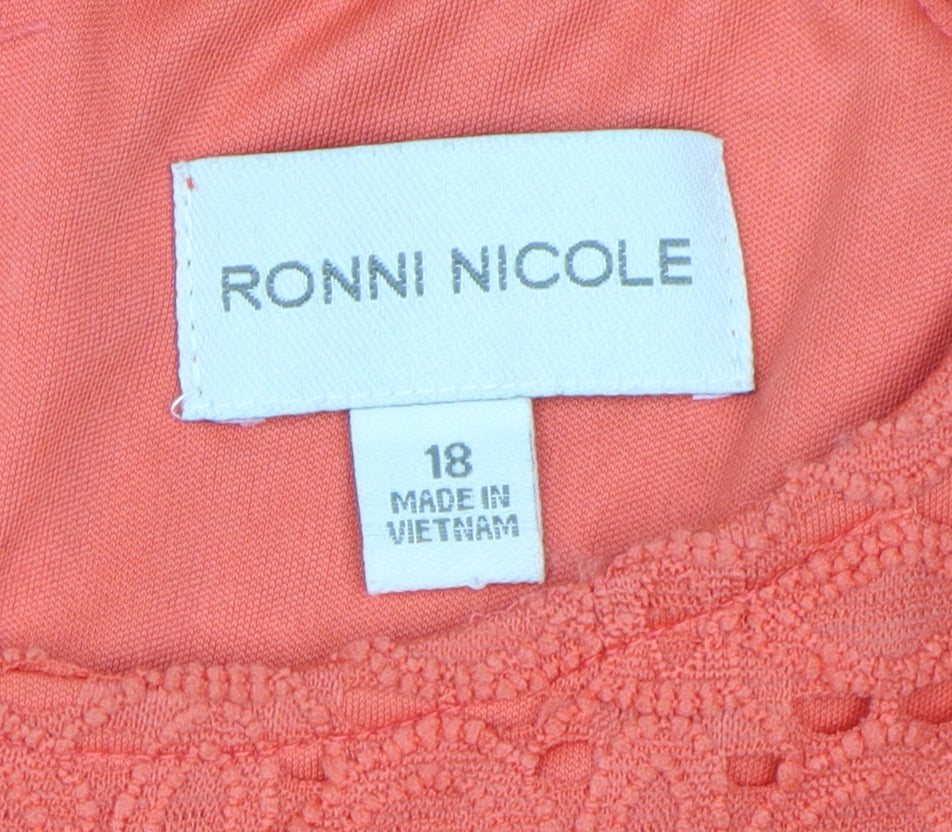 Ronni Nicole Women's Orange Sheath Dress Size 18