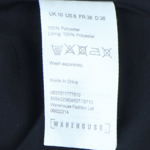 Warehouse Women's Black Floral Fit & Flare Dress, Size 10